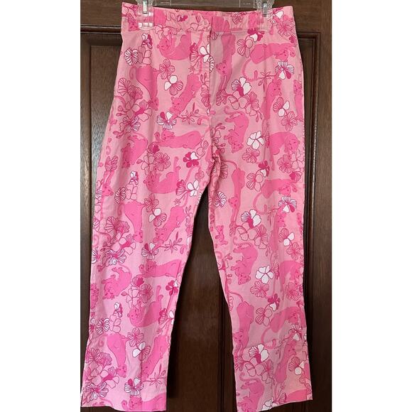 Lilly Pulitzer Pink Panther Pant Womens Size 12 Panther Floral Pattern High Rise - Picture 1 of 3